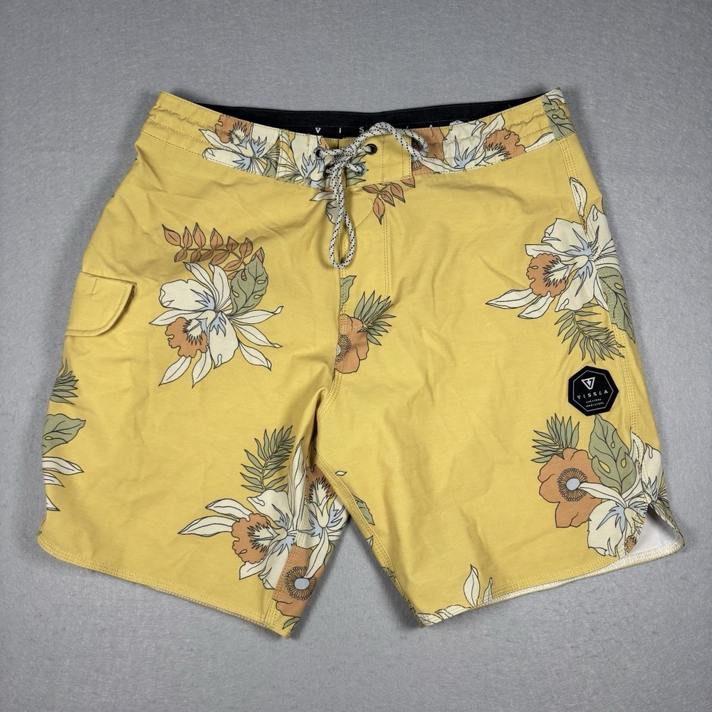 Vissla Aloha Amigo 17.5in Boardshorts Mens Size 31 Golden Hour Swim Shorts 8"